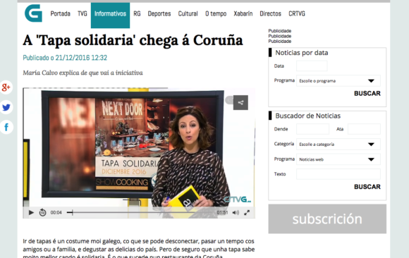 A ‘Tapa solidaria’ chega á Coruña – Reportaje en TVG
